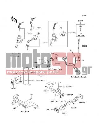 KAWASAKI - KLR650 NEW EDITION 2014 -  - Ignition Switch - 92210-0007 - NUT,FLANGED,5MM