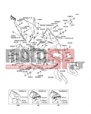 KAWASAKI - NINJA® ZX™-12R 2001 - Εξωτερικά Μέρη - Cowling Lowers - 39156-1657 - PAD,LWR COWLING,RH,UPP