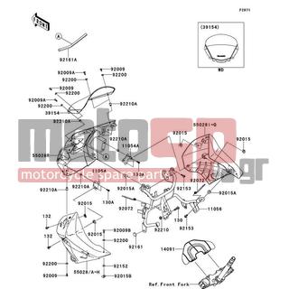 KAWASAKI - KLR™650 2014 - Body Parts - Cowling - 55028-0111-35P - COWLING,UPP,LH,C.L.GREEN