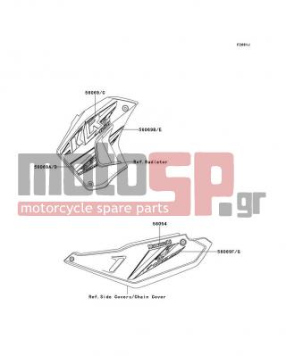 KAWASAKI - KLR™650 2014 - Body Parts - Decals(Green)(White)(EEF) - 56069-4036 - PATTERN,SIDE COVER,LH