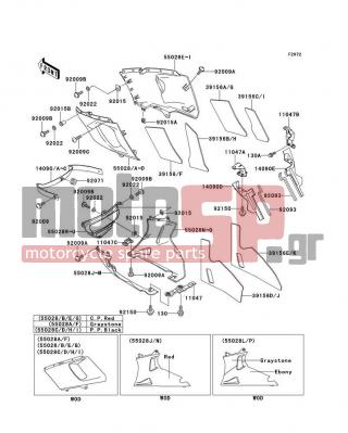 KAWASAKI - NINJA® ZX™-6 2001 - Body Parts - Cowling Lowers(4/4) - 14090-1263-EZ - COVER,CNT,C.GRAY