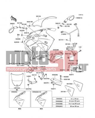KAWASAKI - NINJA® ZX™-6R 2001 - Body Parts - Cowling(ZX600-J2) - 14091-1271 - COVER,UNDER BRACKET