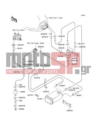 KAWASAKI - NINJA® ZX™-9R 2001 - Body Parts - Fuel Evaporative System(CA) - 92037-147 - CLAMP,TUBE