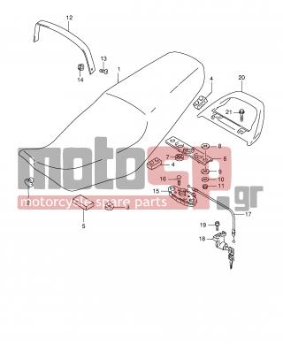 SUZUKI - GS500E (E2) 2000 - Body Parts - SEAT - 45100-01D00-58R - SEAT SET (BLACK) (WITH SEAT BAND)