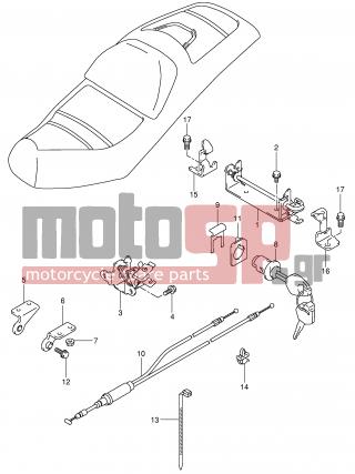 SUZUKI - AN400 (E2) Burgman 2001 - Body Parts - SEAT SUPPORT BRACKET (MODEL X/Y) - 45280-15F00-000 - CABLE, SEAT LOCK