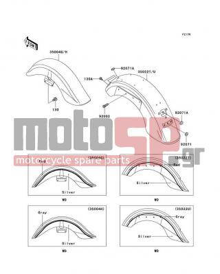 KAWASAKI - VULCAN 1500 NOMAD FI 2001 - Body Parts - Fenders(VN1500-L2) - 35004-5185-I1 - FENDER-FRONT,RED/SILVER