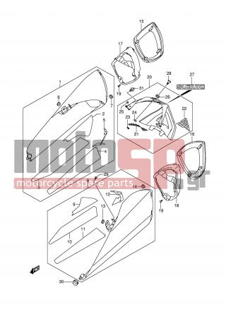 SUZUKI - GSX1300 BKing (E2)  2009 - Body Parts - MUFFLER COVER (MODEL K8/K9) - 93314-23H00-000 - SHIELD, COVER RH NO.2