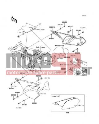 KAWASAKI - KLX®250S 2014 - Εξωτερικά Μέρη - Side Covers/Chain Cover - 36001-0173-266 - COVER-SIDE,LH,B.WHITE