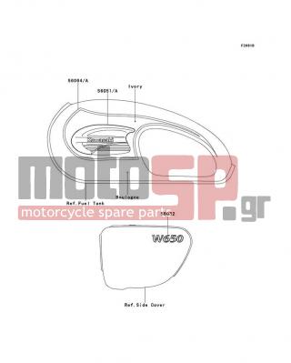 KAWASAKI - W650 2001 - Body Parts - Decals(Boulogne/Ivory)(EJ650-A3) - 56052-1068 - MARK,SIDE COVER,W650