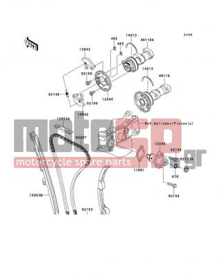 KAWASAKI - KX™450F 2014 - Engine/Transmission - Camshaft(s)/Tensioner - 12053-0031 - GUIDE-CHAIN,CAM CHAIN STOPPER