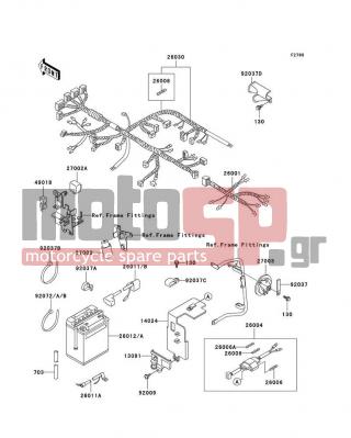 KAWASAKI - KLR650 2000 -  - Chassis Electrical Equipment - 92037-1069 - CLAMP,WIRING HARNESS,L=60