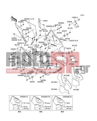 KAWASAKI - NINJA® ZX™-12R 2000 - Body Parts - Cowling Lowers - 55028-1382-GU - COWLING,FR,LH,M.P.SILVER