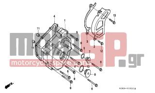 HONDA - XR250R (ED) 2001 - Engine/Transmission - LEFT CRANKCASE COVER - 96001-0601600 - BOLT, FLANGE, 6X16