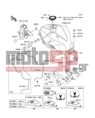 KAWASAKI - NINJA® 300 2014 -  - Fuel Tank - 51088-5323-234 - TANK-COMP-FUEL,P.RED