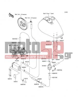KAWASAKI - VULCAN 1500 DRIFTER 2000 - Body Parts - Fuel Evaporative System - 92037-1512 - CLAMP,CANISTER