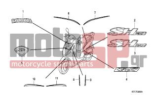 HONDA - SH150 (ED) 2008 - Body Parts - MARK - 87125-KPR-900ZB - MARK, FR. COVER *TYPE2*