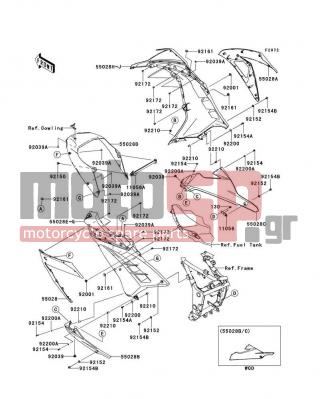 KAWASAKI - NINJA® 300 ABS 2014 - Body Parts - Cowling Lowers(BES) - 92200-0284 - WASHER,5.5X20X1.2