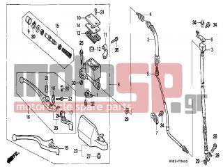 HONDA - NX650 (ED) 1988 - Brakes - FR. BRAKE MASTER CYLINDER - 90127-KF0-770 - COLLAR, 6X4