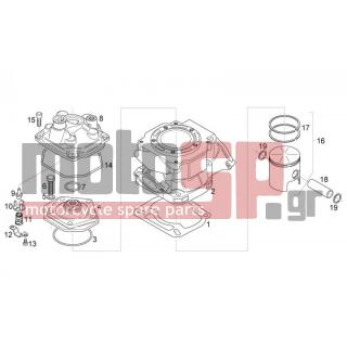 Aprilia - RS 125 2009 - Engine/Transmission - Cylinder - piston head; - AP0250160 - ΟΡΙΓΚ ΚΕΦ ΚΥΛ RS/RX/MX 125