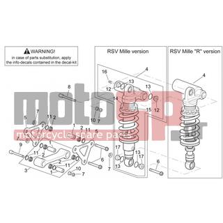 Aprilia - RSV 1000 2000 - Suspension - Connecting rod and rear shock absorbers - AP8123939 - ΑΜΟΡΤΙΣΕΡ ΠΙΣΩ RSV 1000