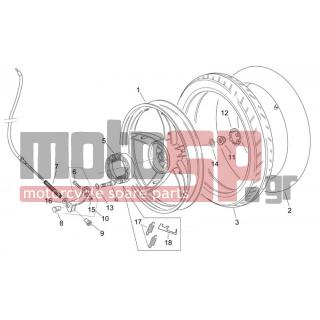 Aprilia - SCARABEO 50 2T E2 (KIN. PIAGGIO) 2006 - Brakes - Rear wheel - disc - AP8208927 - Πίσω τροχός γυμνός