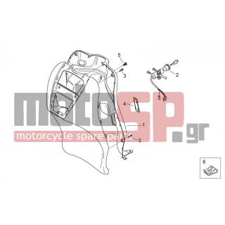 Aprilia - SCARABEO 50 2T E2 (KIN. PIAGGIO) 2011 - Body Parts - Bodywork FRONT V - ext. apron - 67288400XA5 - Μάσκα εσωτ. γαλαζ.