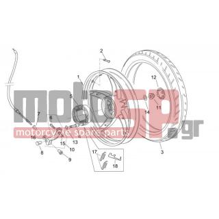 Aprilia - SCARABEO 50 2T E2 NET 2009 - Brakes - Rear wheel - disc - 828863 - Βίδα ΤΕ με ροδέλα
