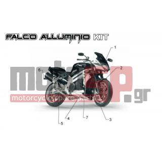Aprilia - SL 1000 FALCO 2000 - Frame - Acc. - Special chassis - AP8796553 - Σετ 4 Frecce alu
