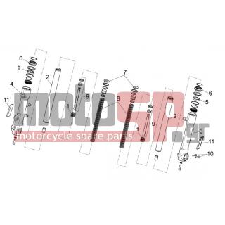 Aprilia - SPORT CITY ONE 50 2T 2V E3 2011 - Suspension - Fork - 600485 - Paraolio forcella