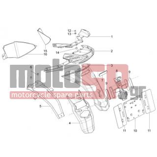 Aprilia - SR MOTARD 125 4T E3 2014 - Body Parts - Aprons back - mudguard - 664434 - ΒΑΣΗ ΠΙΝΑΚΙΔΑΣ SR MOT 50-125