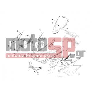 Aprilia - SRV 850 4T 8V E3 2012 - Body Parts - mask front - 67447800H4 - ΠΟΔΙΑ ΜΠΡ SRV 850 WING GREY