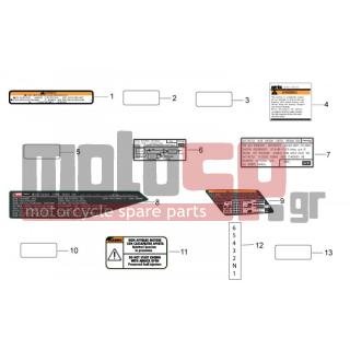 Aprilia - TUONO V4 R STD APRC 1000 2011 - Body Parts - Signs and sticker - AP8267395 - Αυτοκόλλητο μπαταρίας