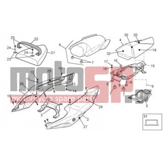 Aprilia - TUONO RSV 1000 2009 - Body Parts - Body BACK - Tail - AP8184294 - Ουρά αριστ. λευκ. a.