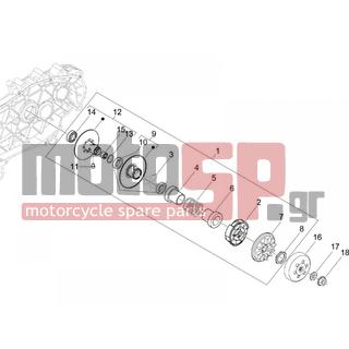 Gilera - NEXUS 125 IE E3 2008 - Engine/Transmission - drifting pulley - 82887R - Clutch driven pulley assy.