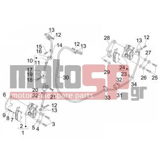 Gilera - NEXUS 300 IE E3 2011 - Brakes - brake lines - Brake Calipers - 649553 - ΒΑΣΗ ΔΑΓΚ X8 125250-NEX 250 ΜΠΡ