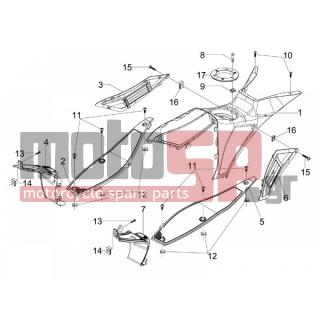 Gilera - RUNNER 125 ST 4T E3 2012 - Body Parts - Central fairing - Sill - 949443000G - Γρίλια αριστ.