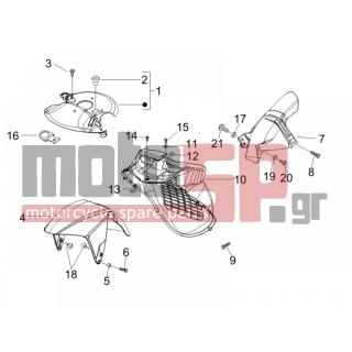 Gilera - RUNNER 125 VX 4T E3 SERIE SPECIALE 2007 - Body Parts - Apron radiator - Feather - 624425000G - Επάνω θόλος τροχού