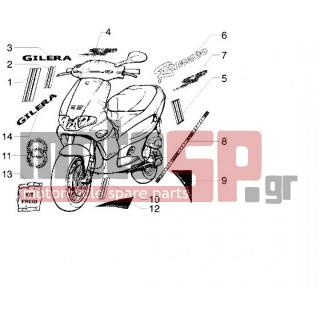 Gilera - RUNNER 50 < 2005 - Body Parts - Decorative (SP VERSION) - 5768120095 - ΣΗΜΑ ΠΛΕΥΡΟΥ ΑΝΑΓΛΥΦΟ RUN VX/R ΜΠΛΕ-ΓΚΡΙ