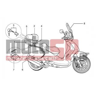 PIAGGIO - BEVERLY 200 < 2005 - Body Parts - Set top box-set side bags - 602551M - Παρμπρίζ