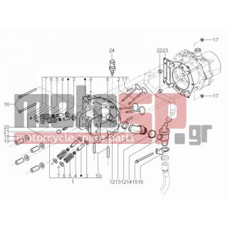 PIAGGIO - X10 500 4T 4V I.E. E3 2013 - Engine/Transmission - Group head - valves - 430045 - ΒΙΔΑ ΡΑΚΟΡ ΚΕΦ SCOOTER ΥΔΡ-NEXUS 500