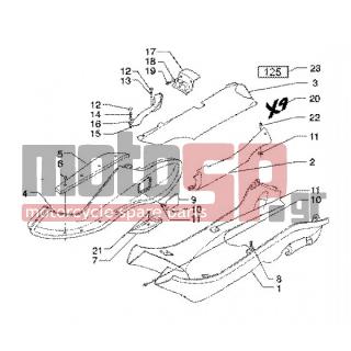 PIAGGIO - X9 125 SL < 2005 - Body Parts - SIDE-COVER SPOILER - 57557150D1 - ΚΑΠΑΚΙ ΜΠΑΤΑΡΙΑΣ Χ9 ΜΠΛΕ 251