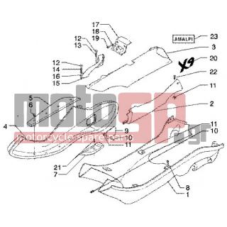 PIAGGIO - X9 180 AMALFI < 2005 - Body Parts - SIDE-COVER SPOILER - 57557150N3 - ΚΑΠΑΚΙ ΜΠΑΤΑΡΙΑΣ Χ9 ΜΑΥΡΟ 274