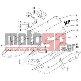 PIAGGIO - X9 250 < 2005 - Body Parts - Side fairings-Spoiler - 57557150D1 - ΚΑΠΑΚΙ ΜΠΑΤΑΡΙΑΣ Χ9 ΜΠΛΕ 251