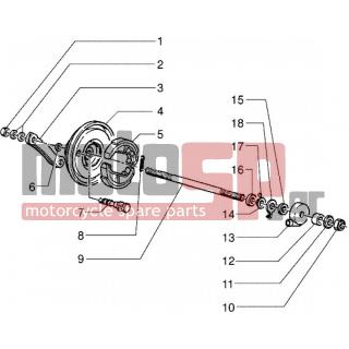 PIAGGIO - ZIP 50 < 2005 - Frame - Components Front wheel - 498118 - Σιαγον. φρένου