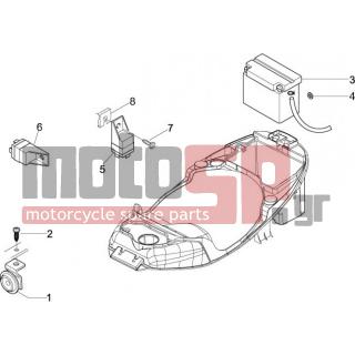 Vespa - LX 150 4T IE E3 2009 - Electrical - Relay - Battery - Horn - 434541 - ΒΙΔΑ M6X16 SCOOTER CL10,9