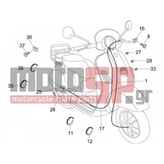 Vespa - LXV 125 4T E3 2008 - Frame - cables - 564645 - ΛΑΜΑΚΙ ΣΤΗΡ ΝΤΙΖΑΣ ΠΙΣΩ ΦΡ FLY-LX-X8