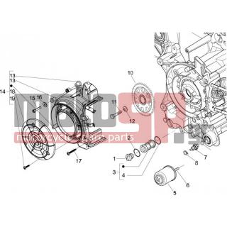 Vespa - S 125 4T IE E3 COLLEGE 2009 - Engine/Transmission - COVER flywheel magneto - FILTER oil - 486972 - ΒΙΔΑ ΚΑΜΠΑΝΑ ΑΠΟΣΥΜΠ SCOOTER 125 M5X25